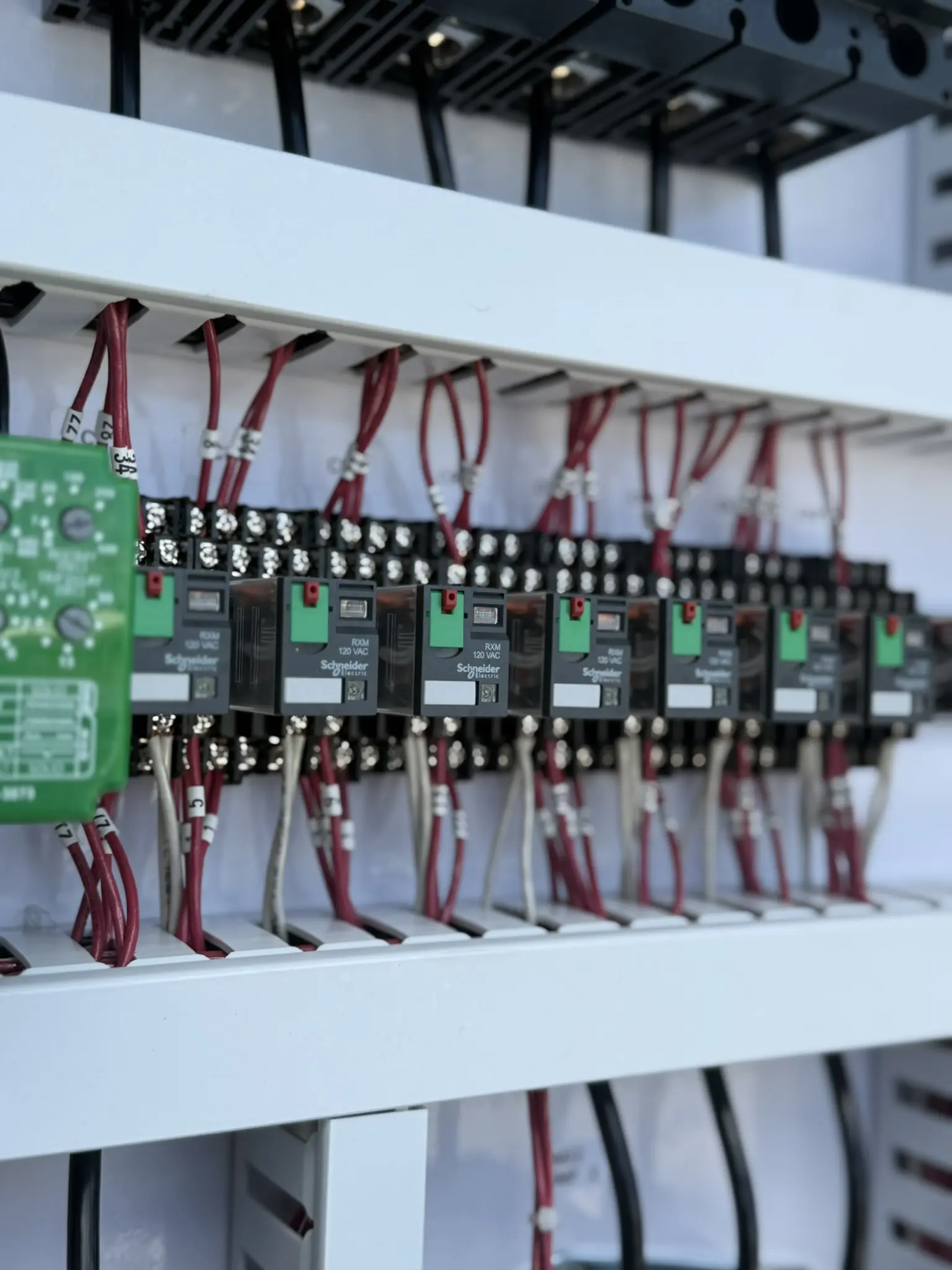 Electrical circuit board with multiple components.