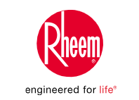 Rheem logo with "engineered for life" slogan.