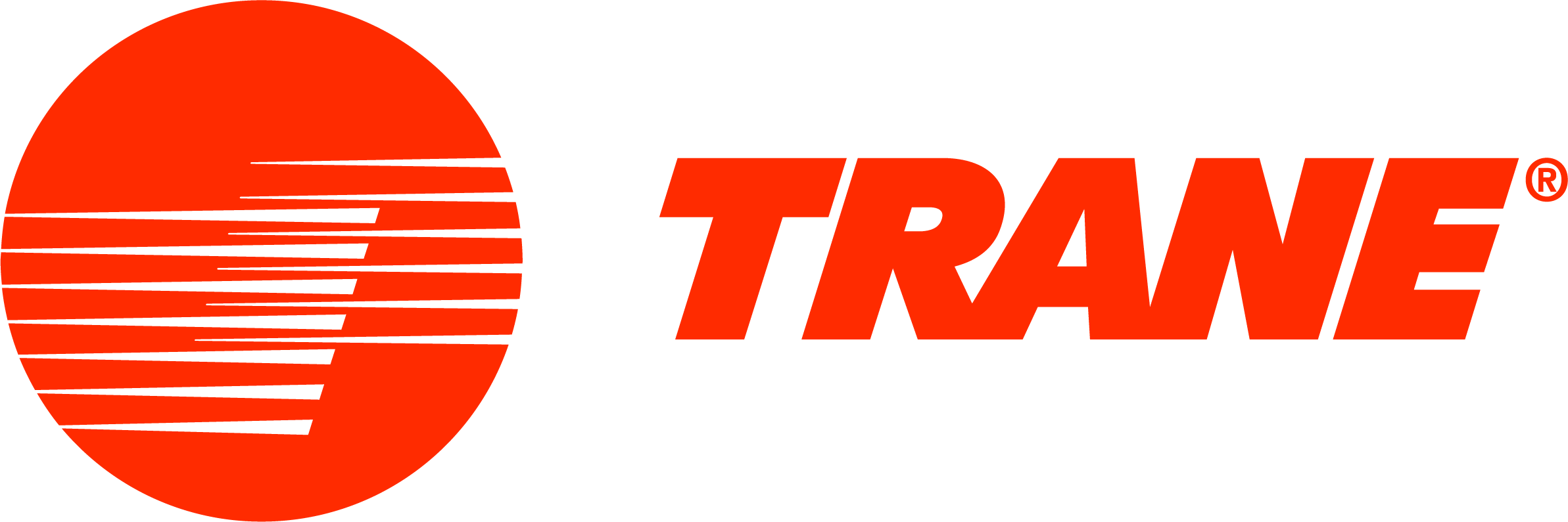 Red Trane logo on black background.